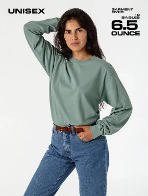 1807GD - L/S Grmnt Dye Crew Neck 6.5oz