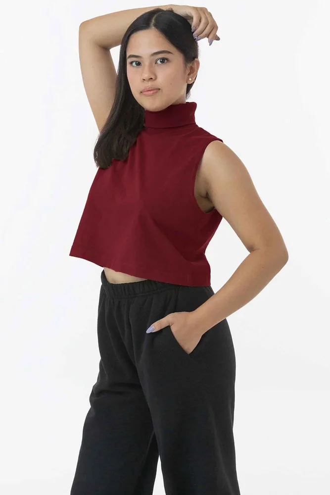 18323GD - Sleeveless Turtleneck Crop Top