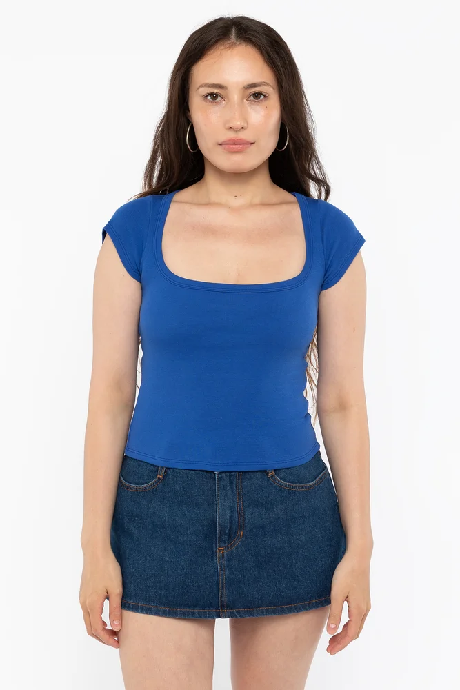 43023 - Baby Rib Square Neck Cap Tee