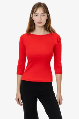 43044 - Baby Rib 3/4 Slv Boatneck Top