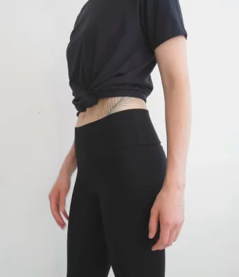 CA8350 - Cotton Spandex Wide-Waistband Leggings - Made in USA