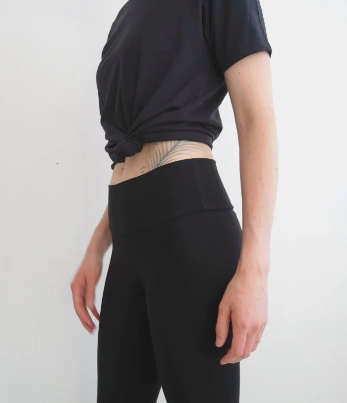 CA8350 - Cotton Spandex Wide-Waistband Leggings - Made in USA