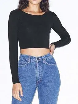 CA83790 - Long Sleeve Cotton Spandex Crop Top