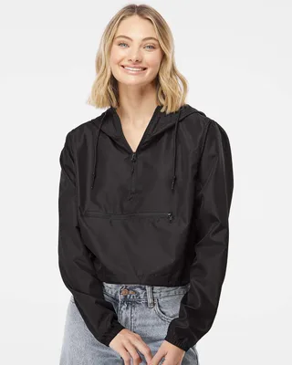 EXP64CRP - Women's Lightweight Quarter-Zip Pullover Crop Windbreaker
