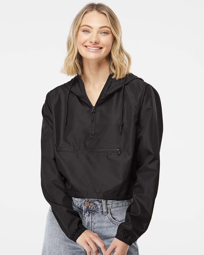 EXP64CRP - Women's Lightweight Quarter-Zip Pullover Crop Windbreaker
