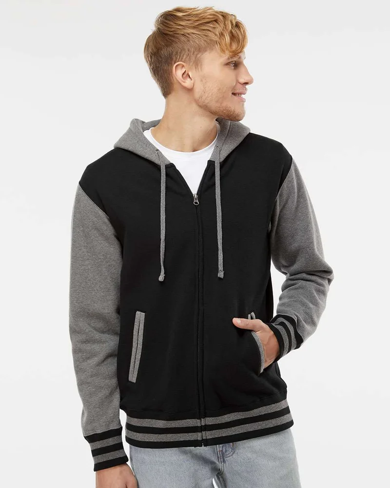 IND45UVZ - Unisex Heavyweight Varsity Full-Zip Hooded Sweatshirt