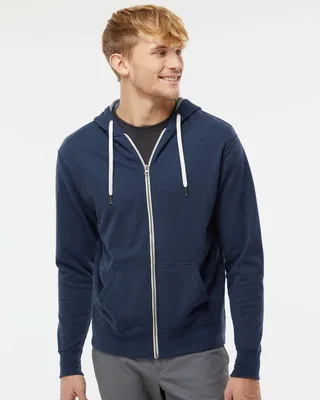 PRM90HTZ - Unisex Heathered French Terry Full-Zip Hooded Sweatshirt