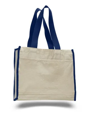 Q1100 - Canvas Gusset Tote Bag with color handles