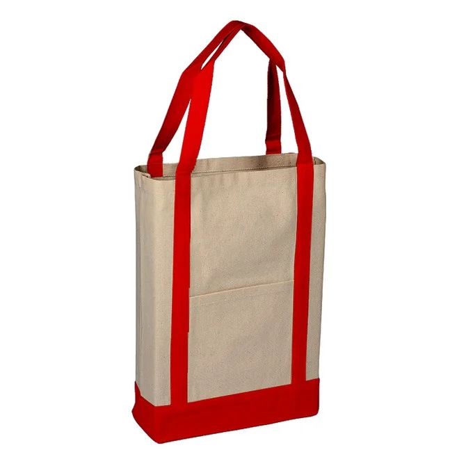 Q1629 - Heavy Canvas Two Tone Deluxe Tote